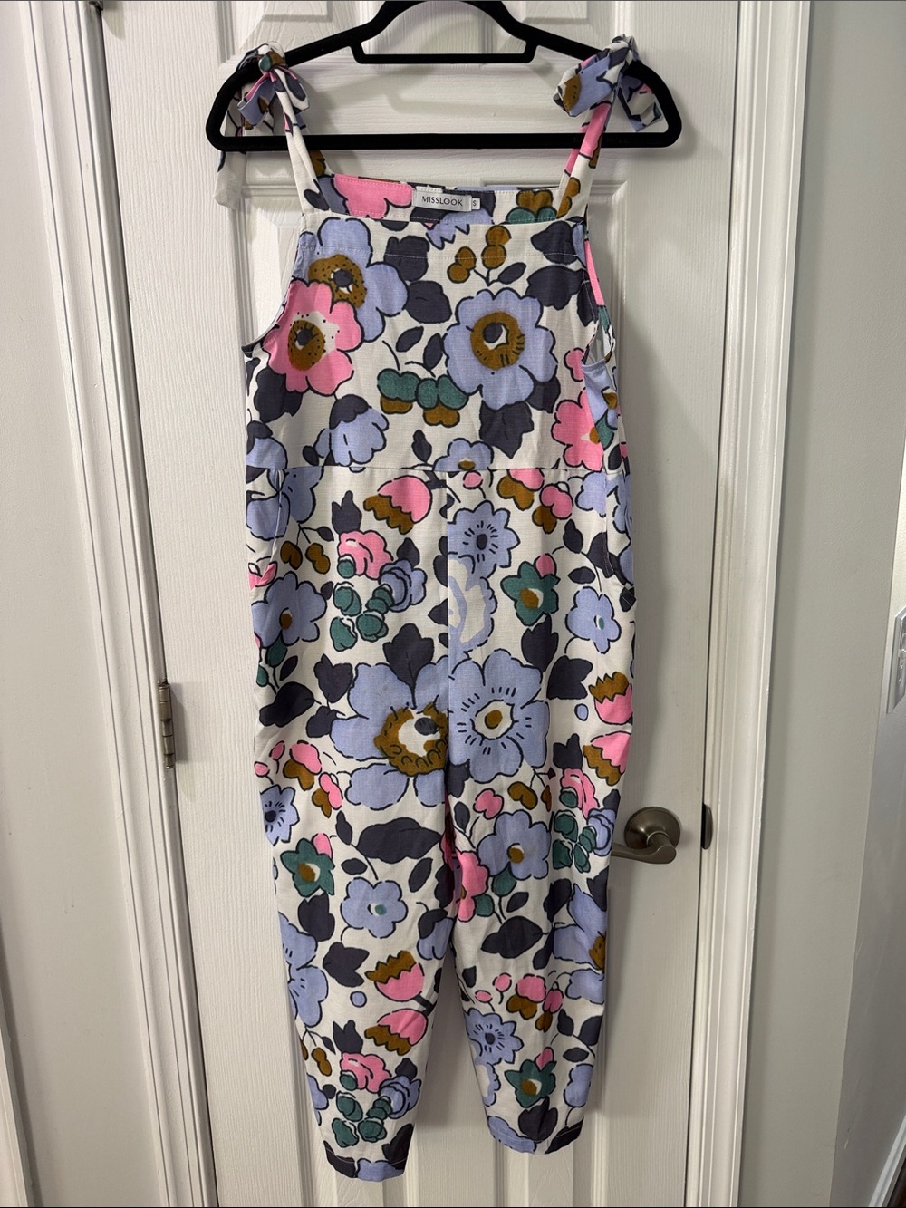 MISSLOOK Floral Tie-Shoulder Romper in Pink, Blue, Green